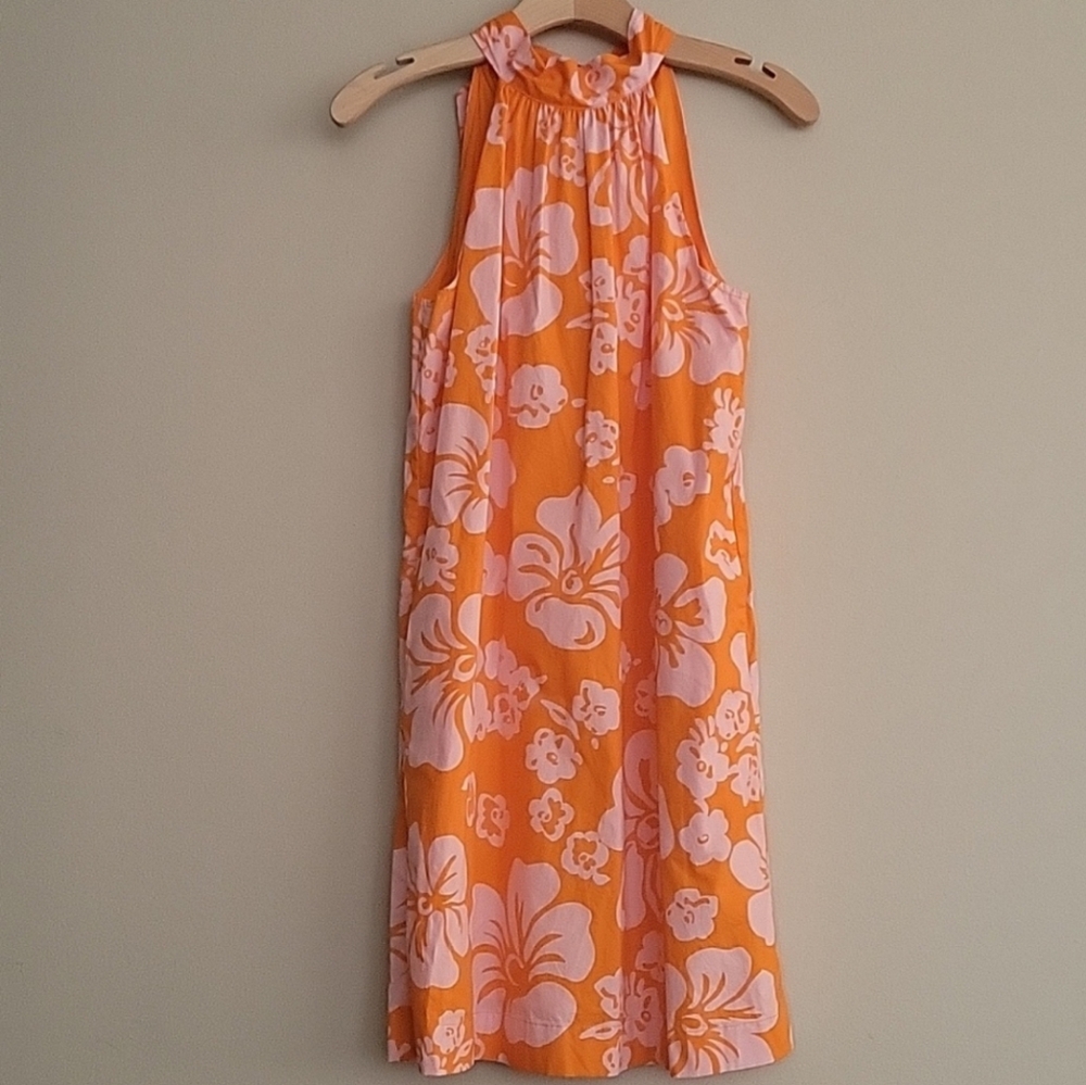 J. Crew Halter Tie Neck Floral Print Shift Dress in Orange and Pink Size 0